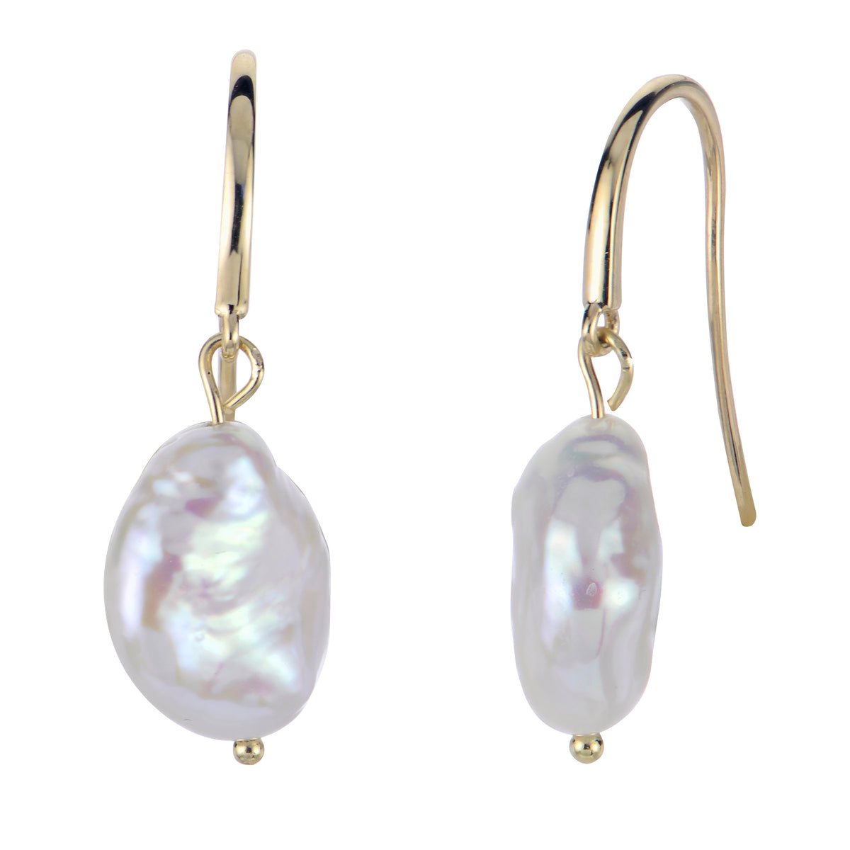 14KT Yellow Gold Freshwater Keshi Pearl Earring