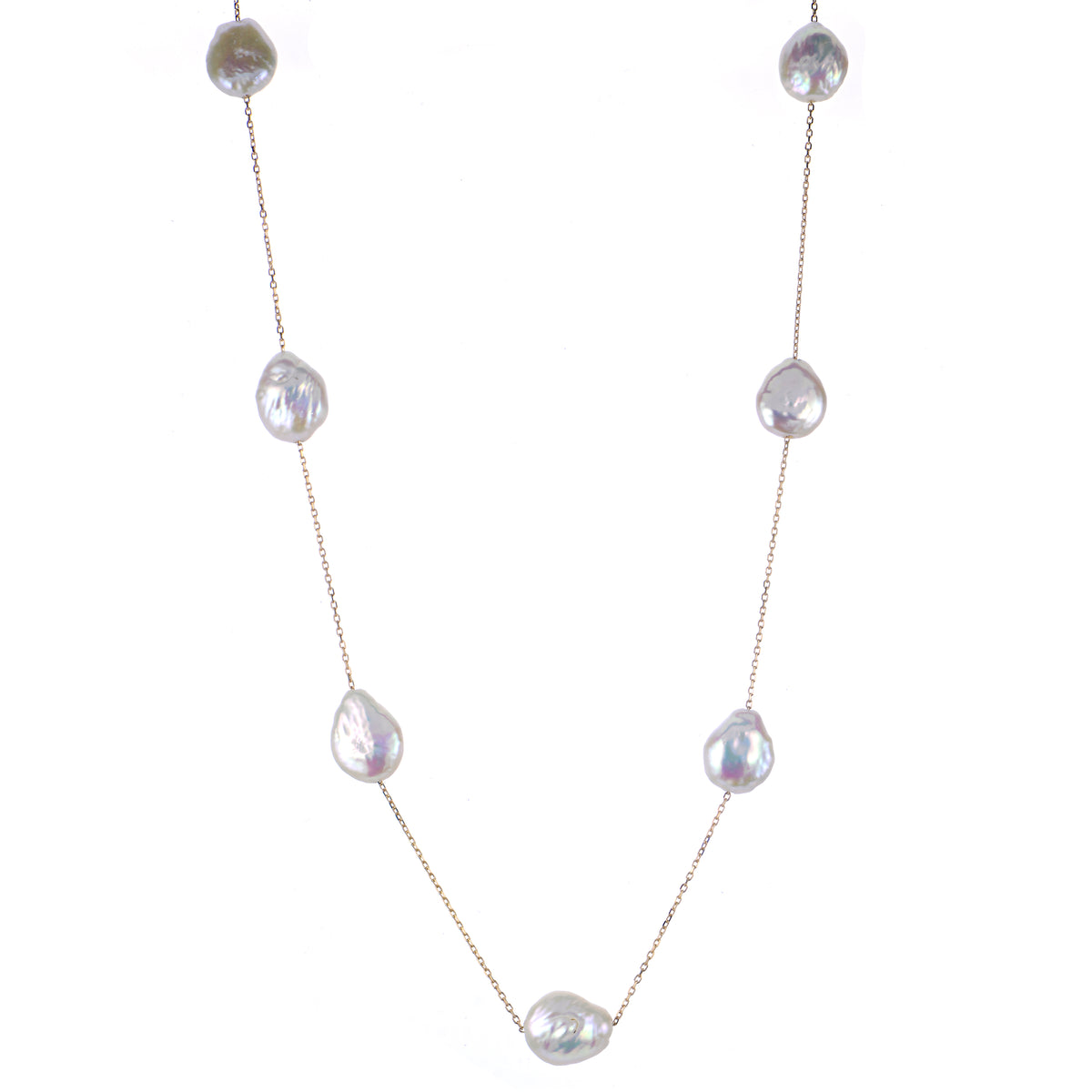 14KT Yellow Gold Freshwater Keshi Pearl Necklace