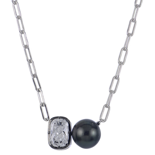 Sterling Silver Tahitian Pearl & LGD Necklace