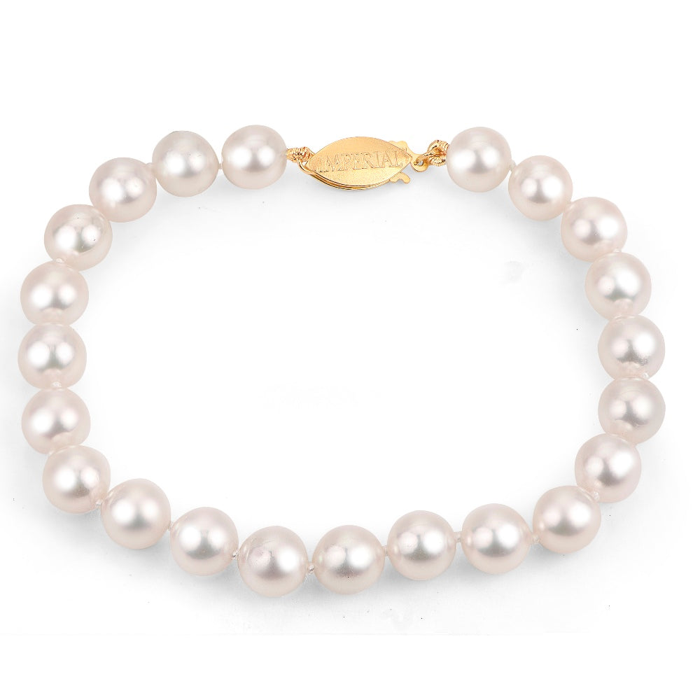 14KT "AA" Quality Akoya Pearl Bracelet (Select Size, Length, & Gold Color)