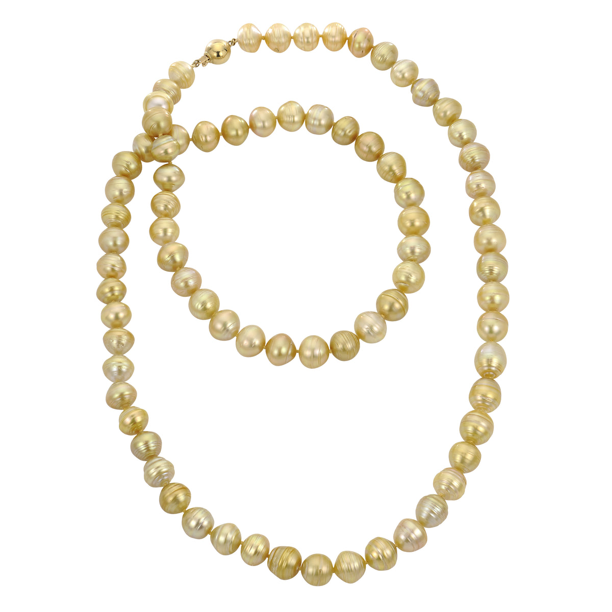 14KT Yellow Gold Golden South Sea Pearl Necklace